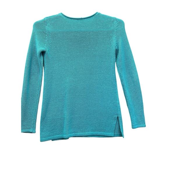 J. McLaughlin Sweater Women’s Blue V-Neck Open Knit Pullover Boho size XS - Picture 7 of 10